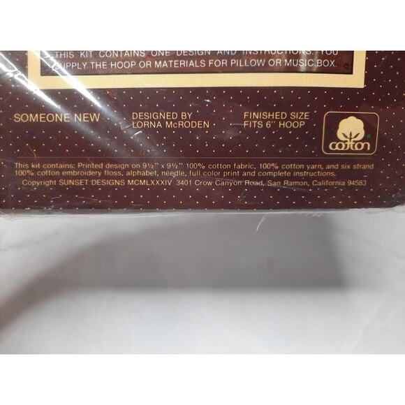 Sunset Designs Stichery Candlewick Kit Someone New Birth Record - Picture 5 of 6